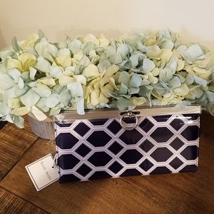 NWT Ellen Allen Oxford Clutch Steel Navy